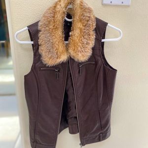 Baccini leather fur jacket